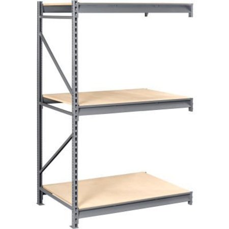 TENNSCO Tennsco Bulk Storage Rack - 48"W x 48"D x 96"H - Add-On - 3 Shelf Levels - Wood Deck - Medium Gray BU-484896PA-MGY